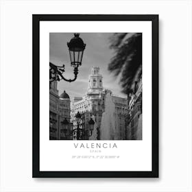 Valencia Spain Black And White Art Print