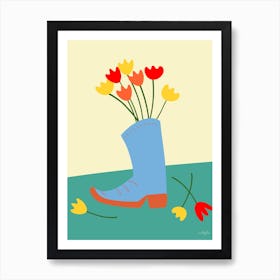 Floral Cowboy Boot Art Print