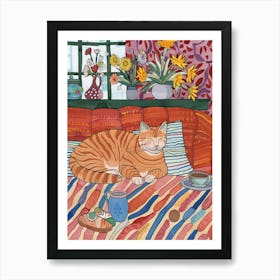 Tea Time With A American Shorthair 1 Art Print