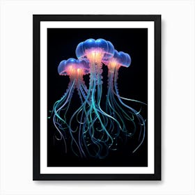 Irukandji Jellyfish Neon Illustration 2 Art Print