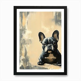 Minimal Frenchie With Blue Background 4 Art Print