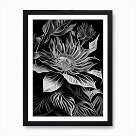 Passionflower Leaf Linocut 5 Art Print