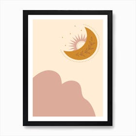 Moon Over Mountains Art Print