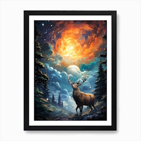 Deer In The Forest 3 Art Print