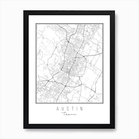 Austin Texas Street Map Art Print