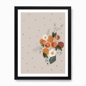 Oranges And Flowers Art Print