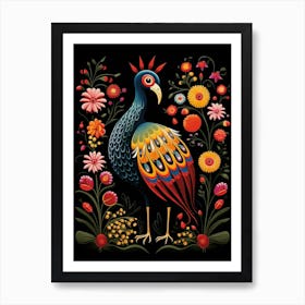 Folk Bird Illustration Emu 1 Art Print