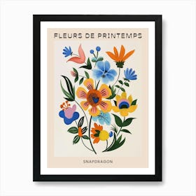 Spring Floral French Poster  Snapdragon 1 Art Print