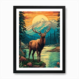 Elk In The Mountains Art Print