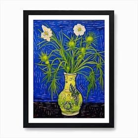 Flowers In A Vase Still Life Painting Love In A Mist Nigella 5 Art Print
