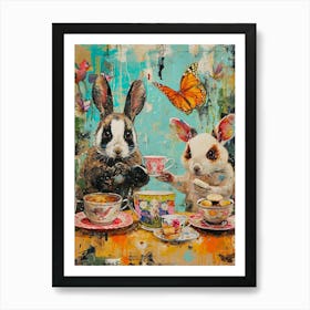 Kitsch Cute Animal Tea Party 1 Art Print