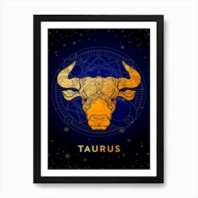 Taurus Zodiac Sign — Zodiac golden sign Art Print