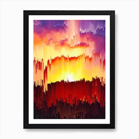 Abstract Glitch Sunset Painting 2 Art Print
