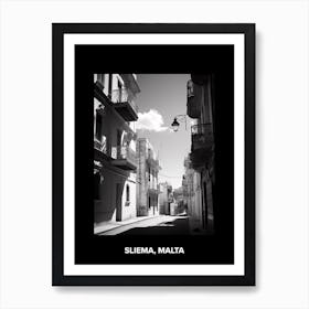 Poster Of Sliema, Malta, Mediterranean Black And White Photography Analogue 1 Art Print