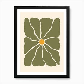 Abstract Flower 01 - Muted Green Art Print