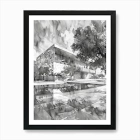 The Bullock Texas State History Museum Austin Texas Black And White Drawing 3 Art Print