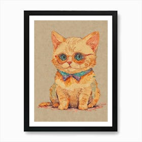 Cat With Glasses 3 Art Print