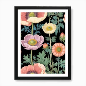 William Morris Poppy Flower Pattern Art Print