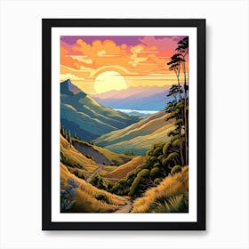 Kepler Track New Zealand 1 Vintage Travel Illustration Art Print