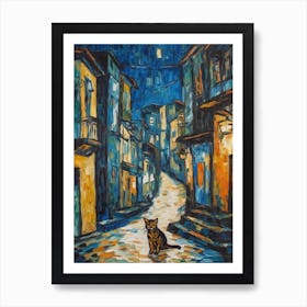 Painting Of Rio De Janeiro With A Cat In The Style Of Expressionism 3 Art Print