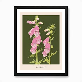 Pink & Green Foxglove 2 Flower Poster Art Print