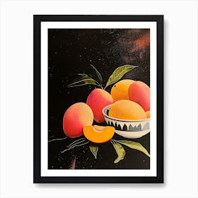Art Deco Fruit With A Black Background Art Print