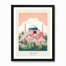 Hagia Sophia   Istanbul, Turkey   Cute Botanical Illustration Travel 1 Poster Art Print