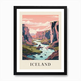 Vintage Travel Poster Iceland Art Print