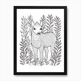 Line Art Jungle Animal Malayan Tapir 4 Art Print