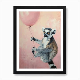 Cute Lemur 3 With Balloon Art Print