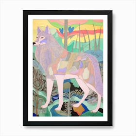 Maximalist Animal Painting Timber Wolf 2 Art Print