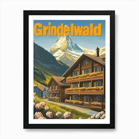 Aihrgdesign A Retro Travel Poster For Grindelwald Art Print