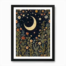 Moon And Flowers Style William Morris 31 Art Print