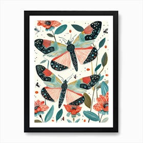 Colourful Insect Illustration Lacewing 5 Art Print