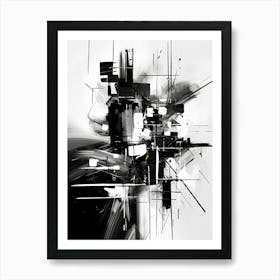 Technology Abstract Black And White 4 Art Print