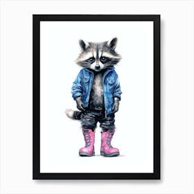 Raccoon Wearing Boots 1 Art Print