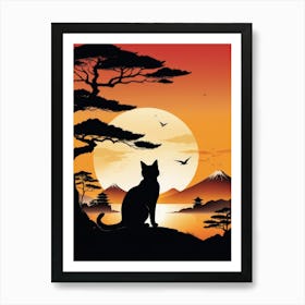 Japan Cat Art 21 Art Print