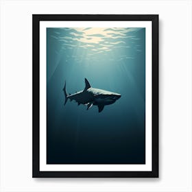  An Illustration Of A Dark Shadow Of A Shark Swimming 3 Art Print