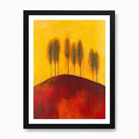 This Is An Abstract Painting Of Trees On A Hill 1 Art Print