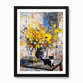 Statice With A Cat 3 Abstract Expressionism  Art Print