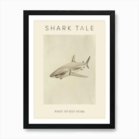 White Tip Reef Shark Vintage Illustration 4 Poster Poster