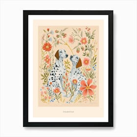 Folksy Floral Animal Drawing Dalmatian 2 Poster Art Print