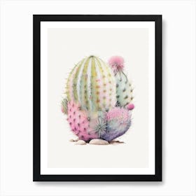 Barrel Cactus Pastel Watercolour Art Print