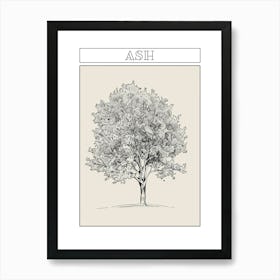 Ash Tree Minimalistic Drawing 2 Poster Art Print