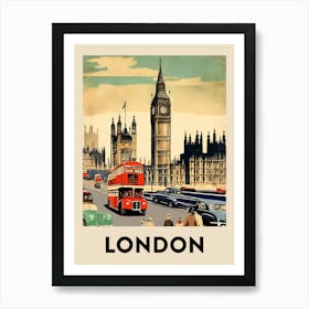 London Retro Travel Poster 1 Art Print