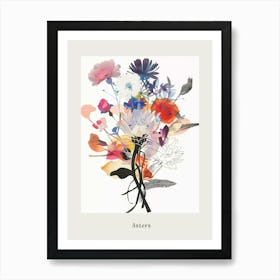 Asters 1 Collage Flower Bouquet Poster Art Print