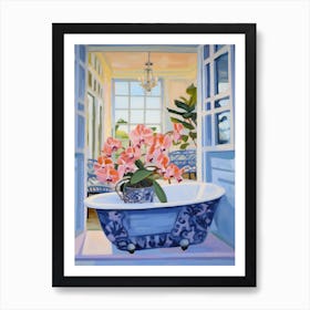 A Bathtube Full Of Orchid In A Bathroom 3 Art Print