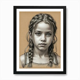 Little Girl With Braids Art Print