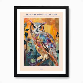 Kitsch Colourful Owl Collage 5 Poster Art Print