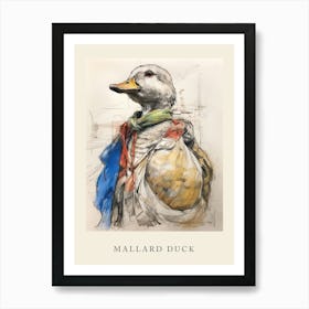 Beatrix Potter Inspired  Animal Watercolour Mallard Duck 2 Art Print